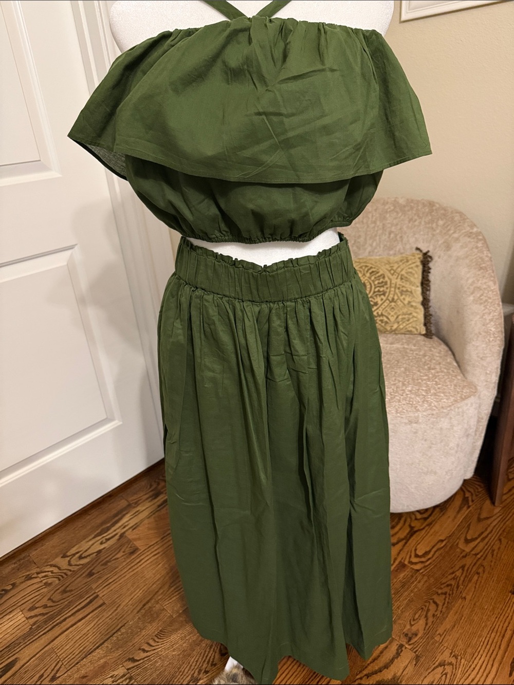 NEW J.Crew olive green matching two-piece set, Large